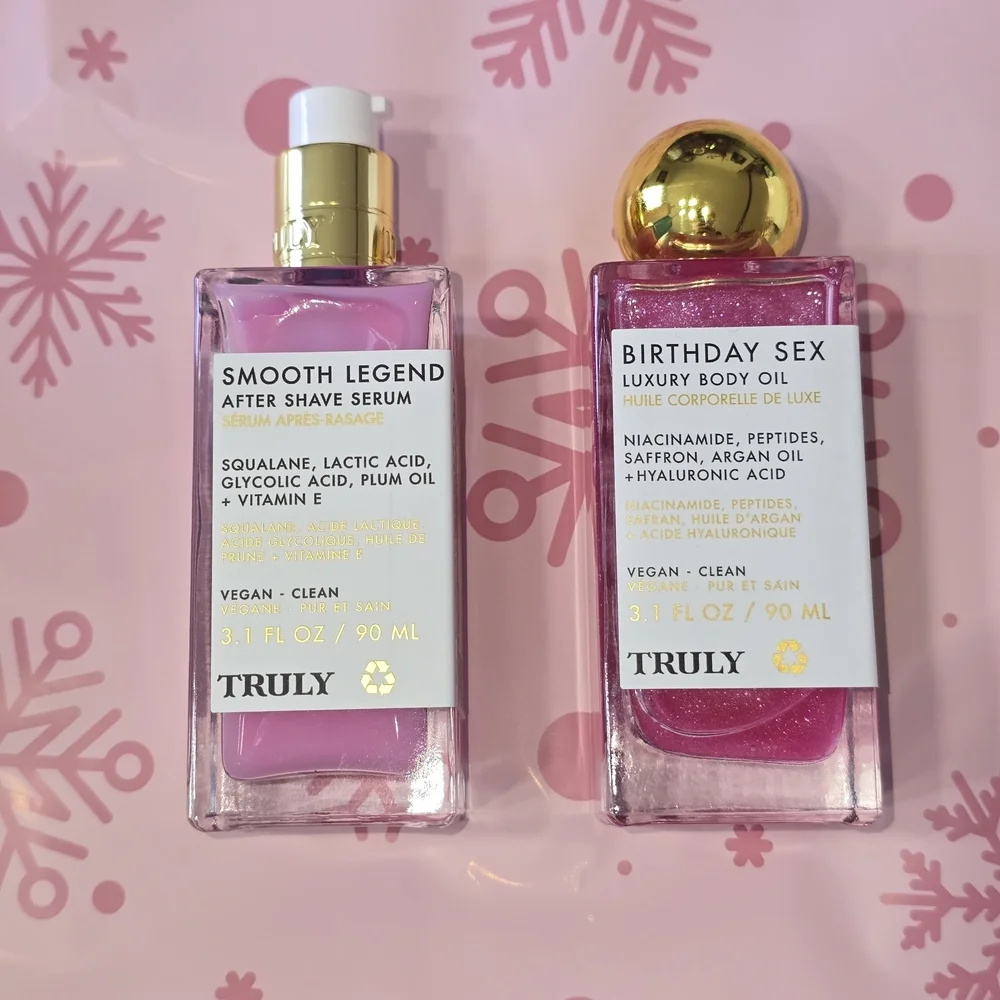TRULY Pink Birthday Sex Luxury Body Oil And TRULY Smooth Legend Serum NWOB